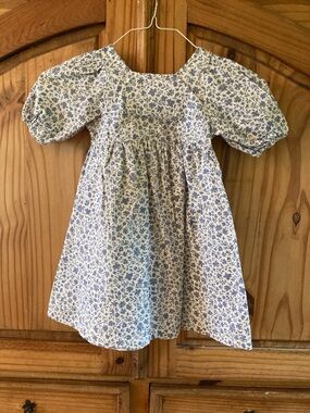 Girls R&B Organic blue white flowers long peasant dress size 5
